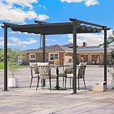 YITAHOME Metall-Pergola mit einziehbarem Dach, Outdoor-Pergola inklusive wasserabweisendem und...