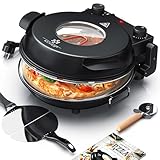 KESSER® Pizza-Ofen elektrisch bis 400 Grad | Elektrischer Pizzabäcker 1200W mit feuerfester...