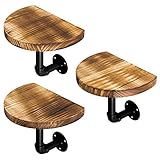 Navaris Wandregal Regal aus Holz und Metall - 3er Set Schweberegal Hängeregal - Ablage für...