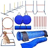 QYOEGSQ Hunde-Agility-Trainingsausrüstung, Hunde-Outdoor-Spielset mit Tunnel, Agility-Hürde,...