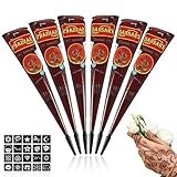 ElevaPulse 6x Henna Braun Sommersprossen Kegel mit 20 Tattoo Schablonen - Natürliche Henna Farbe...