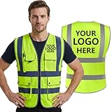 TopTie Personalisierte Sicherheitsweste Reflektierende Weste mit 8 Taschen hohe Sichtbarkeit...