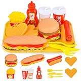 Küchenspielzeug Lebensmittel Spielzeug für Kinder,DIY Hamburger Hotdog Spielzeug Set,Kinderküche...
