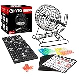 Bingo Spiel Metalltrommel 18 Bingotickets 75 Bingo Kugeln 150 Chips Spielbrett + 500 Bingokarten...