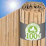 urfence Deine Oase: 100x300 Bambus Sichtschutz Zaun Holz - 100% Natur Bambusstäbe Wetterfest -...