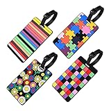 Vicloon Kofferanhänger,4 Stück Gepäckanhänger, Bunte Koffer Tags aus Silikon,Adressschild...