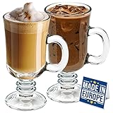 CRYSTALIA Irish Coffee Gläser mit Henkel 2er Set, 230 ml, 100% Bleifreis, Latte Gläser, Irish...