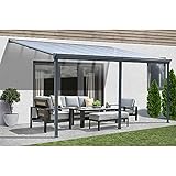 HOME DELUXE - Terrassenüberdachung Solis - Grau - B/T/H: 434 x 303 x 226/278 cm - inkl....