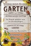 LANOLU Retro Blechschild Gartenregeln Schild - Blechschilder Garten mit Sprüchen - nostalgische...