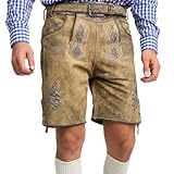 STEIGENHÖFER Vintage Trachten Lederhose für Herren im Antik-Look mit passendem Gürtel, echtes...