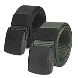 2er Unisex Gürtel Nylon Canvas Belt für Damen und Herren, Stufenlos Verstellbarer Stoffgürtel,...