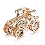 GuDoQi 3D Holz Puzzle, Modell Traktor mit Gummibandmotor, Holzbausatz zu Bauen, DIY Montage...