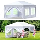 Pavillon 3x6m,18 ㎡ Gartenpavillon mit Seitenteilen und Fenstern,Partyzelt,UV Schutz...