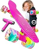 Deleven Skateboard mit Tragetasche, LED Rollen, Skate Tool und ABEC 7 Lager - Kinder Erwachsene...