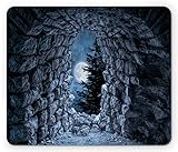 Ambesonne Gotisches Mauspad, dunkle Höhle der Vollmond bei Nacht, gruseliger Horror,...