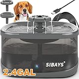 SIBAYS 9L 300OZ 2.4GAL Hunde-Wasser-Brunnen für große Hunde, Haustier-Wasser-Brunnen für Hunde,...