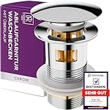 M. ROSENFELD HOME Ablaufgarnitur Waschbecken mit Überlauf Chrom - Ablaufventil Pop Up 1 1/4 Zoll...
