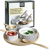 Moritz & Moritz 9 TLG Servier Set Parsley – Für Tapas Snacks Vorspeisen Dips – Keramik Schalen...
