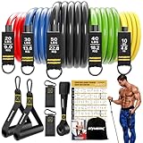 GYMERK Resistance Bands Set, Expander Fitness Mit Gummigriffe, Trainingsplakat, Knöchelriemen,...