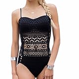 Ayliss® Damen Borte Lace Badeanzug Bademode Badekleid Tankini Einteilig Sexy Durchschauen Push Up...