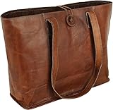 american blue Vintage Echtleder Tote Bag Handtasche Shopper Geldbörse Schultertasche für Damen...