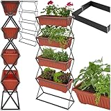 tectake® Vertical Gardening Beet mit 4X Blumenkasten, Pflanzturm Hochbeet Kunststoff, als Indoor...