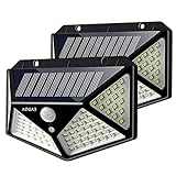 Solarlampen für Außen, [2er aktualisierte Version] AQUAB® 100 LED Solar Strahler Wandleuchte...