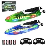 Joellfuner Ferngesteuertes Boot 2 Stück, RC Boot mit LED-Licht und 2 Batterien, 2,4-GHz hohe...
