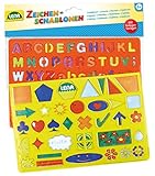 Lena 65774 - Zeichenschablonen Set Alphabet, Zahlen und Zeichen, Malset mit Farbvorlagen und 2...