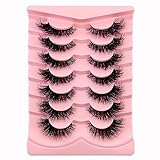 7 Paare 3D Falsche Wimpern Katzenauge, Flauschiges Volumen Curly Cat-Eye Künstliche Wimpern...