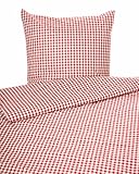 texpot Landhaus Bettwäsche Garnitur 2-teilig 135 x 200 cm + 80 x 80 cm kariert rot-weiß