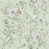CHDITB Pflanzen Blume Tapete,Aquarell Tapete Blätter Blumen,Kolibri Vögel...