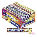 Mentos Fruit Dragees, 40 Rollen Bonbons, Frucht-Geschmack mit Orange + Zitrone + Erdbeere, Multipack...