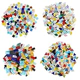 Belle Vous 525 Stk Bunte Glas Mosaiksteine zum Basteln in 4 Formen - Mit Rauten-, Quadrat-,...