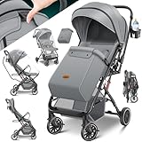 KIDIZ® Kinderwagen Kinderbuggy klappbar Liegebuggy Sportwagen Faltbar 360° Räder 5-Punkt Gurt...