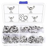 Lyeteung 35 Stücke M4/M5/M6/M8 Flügelmutter Set, Edelstahl Wing Nut, Metrische Flügelmutter, mit...