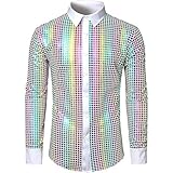 Herren Hemd 70Er Jahre Glitzer-Fasching 80Er Jahre Herren Formelles Hemd FüR Herren, Modisches...