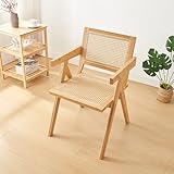 [en.casa] Bambus Esszimmerstuhl Asikkala Küchenstuhl Rattanoptik Natur Design Akzentsessel für...