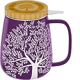 amapodo Teetasse mit Deckel und Sieb - 600ml Porzellan Tee Tasse groß - Jumbotasse - XXL Tea Cup...