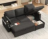 DURASPACE Schlafsofa ausziehbar 2 in 1 Sektional Schlafsofa Couches mit Lagerung, USB, Cup Holder,...