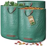 GardenGloss® 3X Gartenabfallsäcke mit Griffen - 272L Hohes Fassungsvermögen und doppelter Boden -...