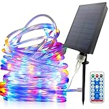 Funmo Solar Lichtschlauch Außen,22M 200 LED Lichterkette Lichterschlauch,IP68 Wasserdicht led...