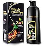 Instant Black Hair Shampoo,500ml 3 in 1 Schwarzes Haarfärbemittel,Natürlicher...