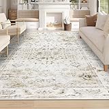 Homcomodar Teppich Wohnzimmer 160x230cm Teppich Beige Waschbarer Boho Teppiche Schlafzimmer Kurzflor...