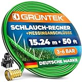 GRÜNTEK Schlauch-Regner, Sprühschlauch, Rasensprenger Gartenschlauch 50 Fuß / 15,24 m,...