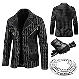 HECLOK Lederjacke Herren aus Kunstleder | Stylische Biker Jacke im Vegan Leder Look | Halskette &...