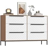 HOMCOM 6 Schublade Stoff Kommode, Schlafzimmer Kommode der Schubladen, Diamant-Muster...