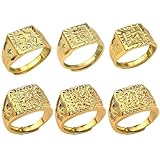 CYUaoao 6 Stk Herren Vergoldeter Ringe Set Hip Hop Ringe Verstellbar Siegelringe Rock Ring Reich...