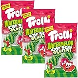 Trolli Watermelon Splash Melon Mania 3x75g Packung, Fruchtgummi gefüllt mit saurer...