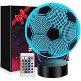 Polemera Fussball Geschenke Jungen Mädchen, Fußball Lampe für Kinder Jungs, 3D Nachtlicht mit 16...